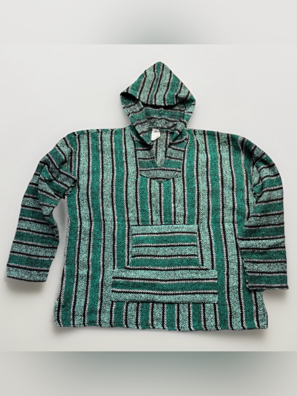 Baja Hoodie | Drug Rug | Mexican Poncho with Soft Inner Lining - Green XL